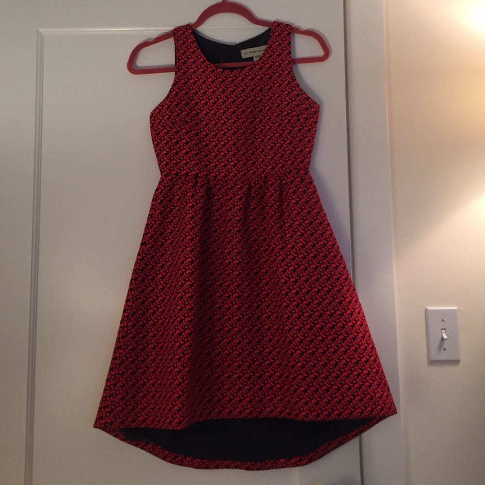 Anthropologie Red and Black Mini Dress Lili Wang For Lili’s Closet